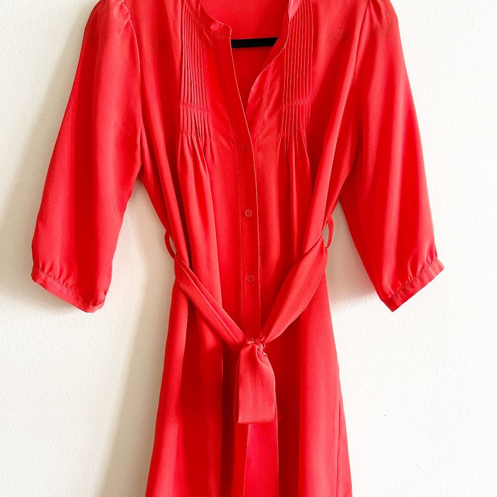 Silky Orange Shirt Dress - Sz. S